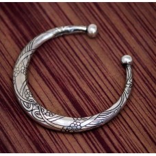 Rajasthani embossed silver plated cuff bangle